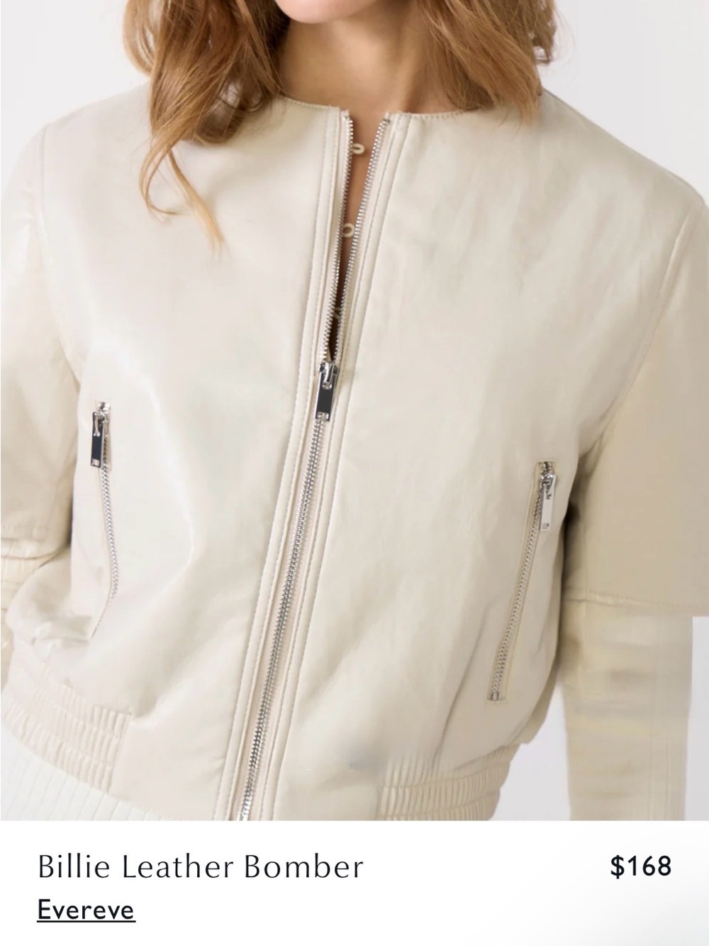 Evereve Billie Leather Bomber Jacket - Dove